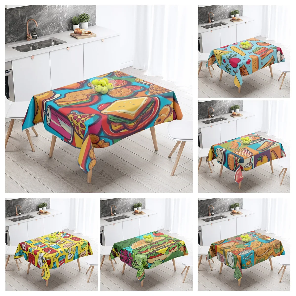 New Abstract Tea Tablecloth Waterproof and Oil-proof Dining Tablecloth Nordic Wind Bar Tablecloth Home Decoration