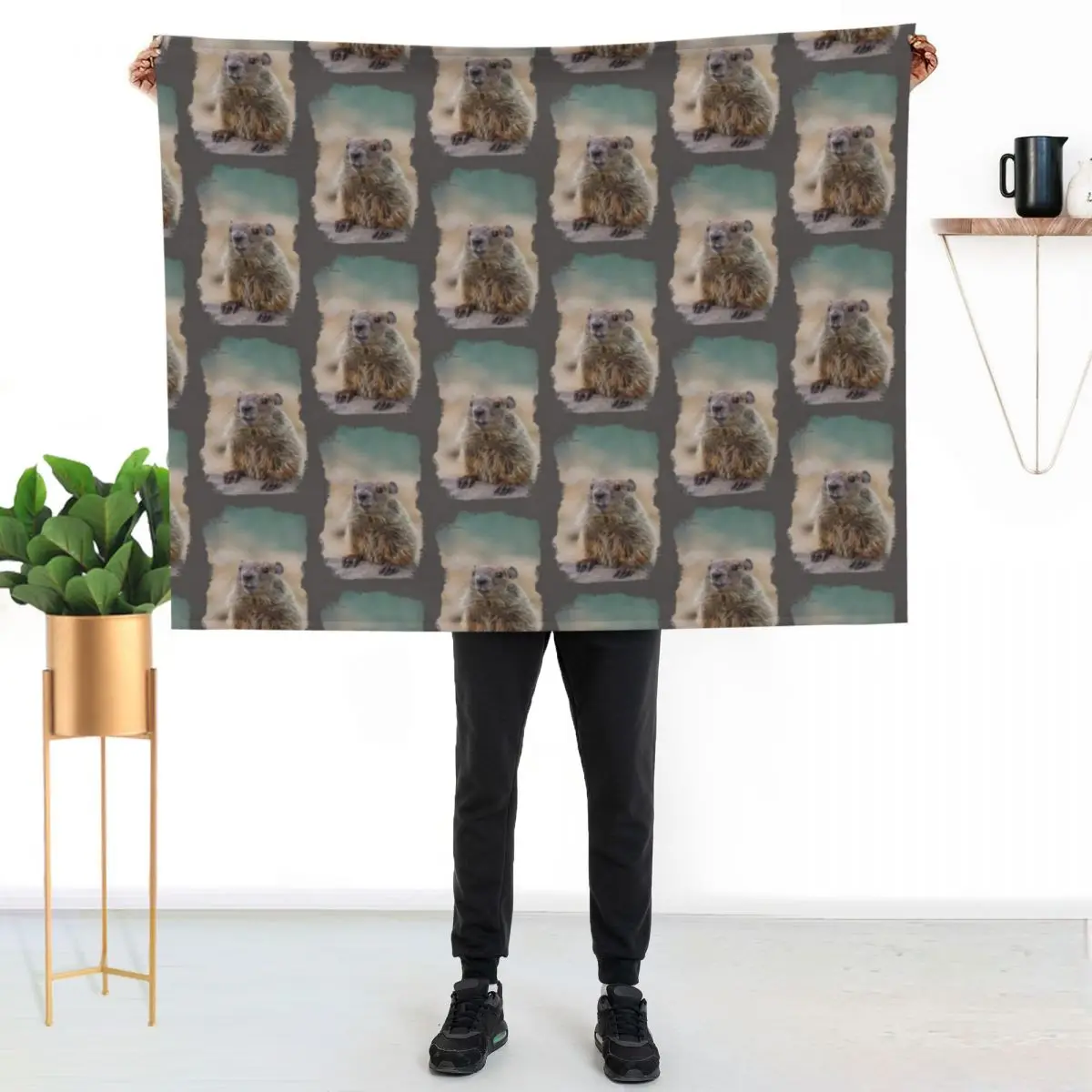 Groundhog with grunge effect - Grunge Groundhog for Groundhog Day Throw Blanket All Weather Soft Throw Blanket for Sofa
