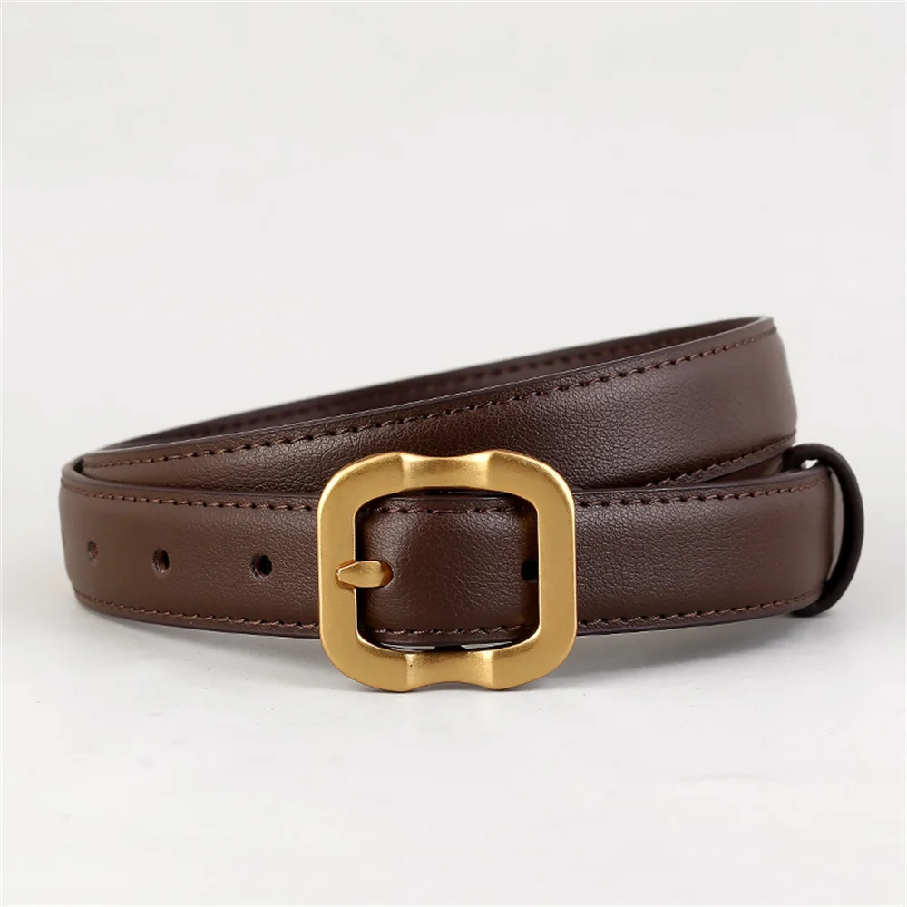 Damski pasek modny czarny kolor skórzany pasek z prawdziwej skóry metalowa klamra regulowany casualowy pasek do spodni jeansów akcesoria