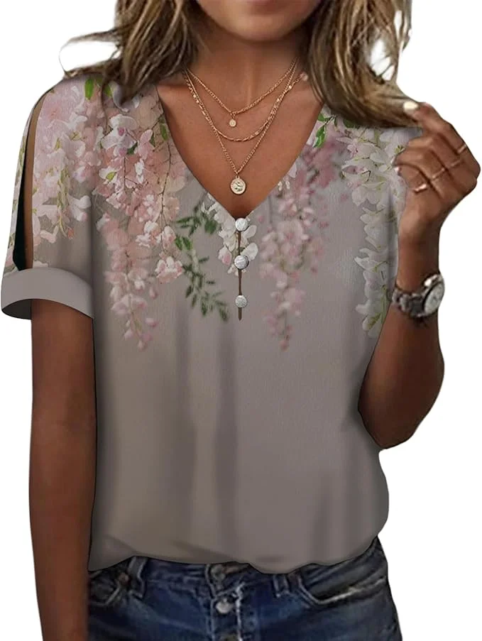 2025 Camicia da donna allentata di nuovo stile Camicia da lavoro casual Camicia da donna estiva in bianco e nero versatile con scollo a V e bottoni di perle