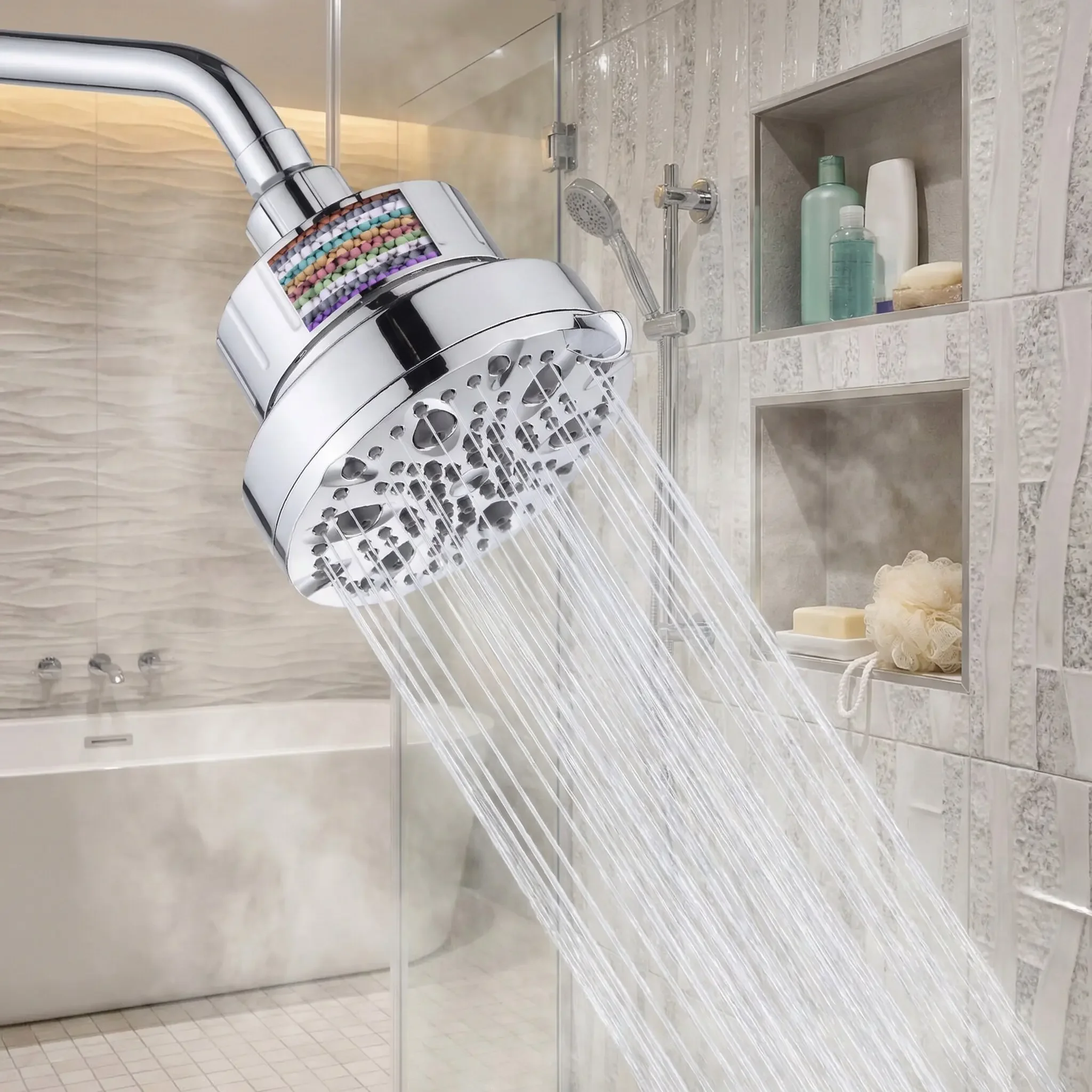 9 Modes Filter Shower Head 5inch High Pressure Rainfall Shower Head Shower Home Bathroom Accessories