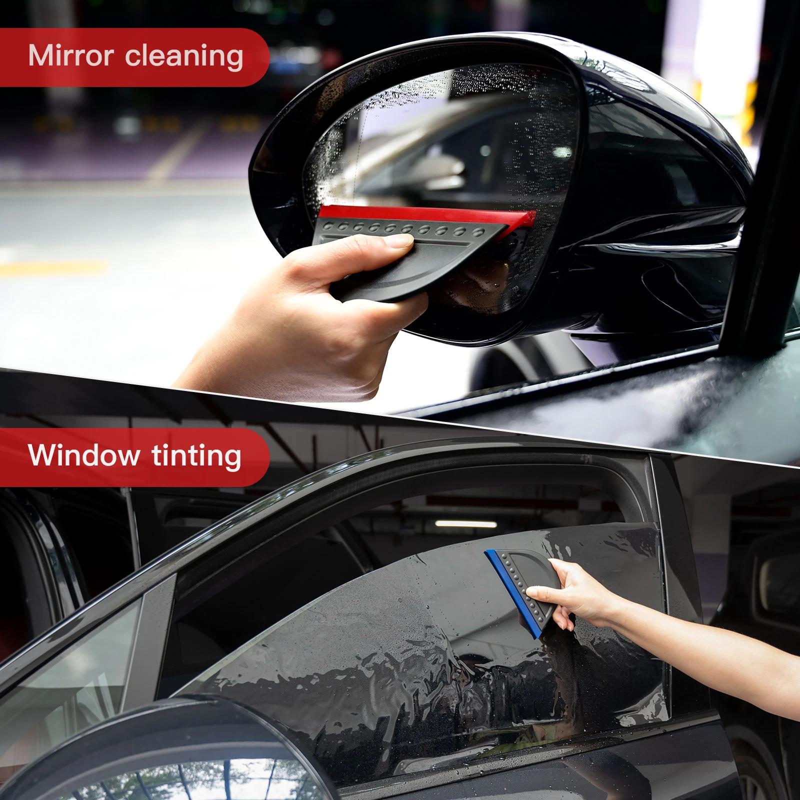 FOSHIO 3pcs Car Squeegee Soft Rubber Blade Side Wiper Scraper Vehicle Cleaning Tool Auto Window Tinting Glass Film Installation
