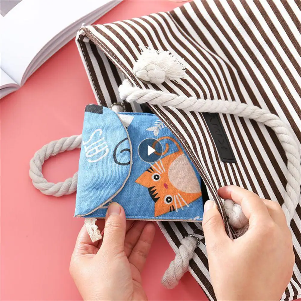 Towel Storage Bag Small Cosmetic Bag For Women Girl Cartoon Sanitary Credit Card Holder Bags Cute Menstrual Period Bag