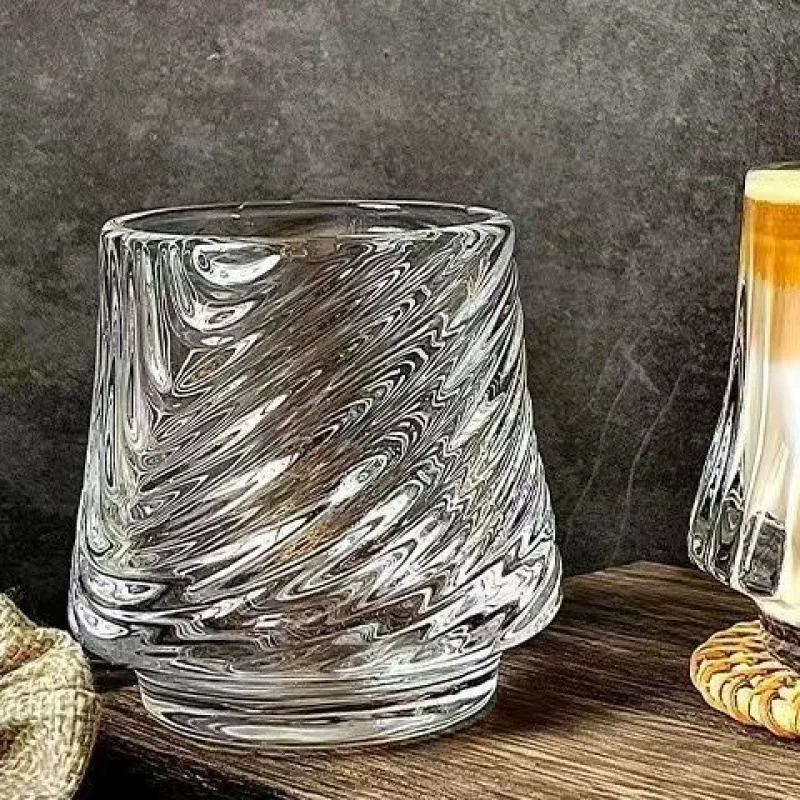 

LTT transparent glass high value spiral pattern coffee cup household water cup juice cup