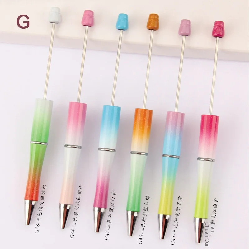 5pcs 50pcs 100pcs  Beading Pen DIY Creative Plastic Bead Pen UV Electroplating Beading Three-color Gradient Bead Pen