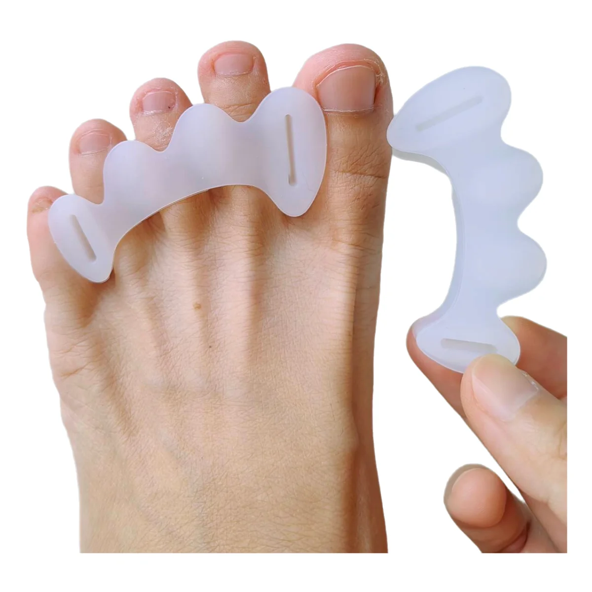 2Pcs=1Pair Toe Separator Hallux Valgus Orthopedic Protector Thumb Corrector Spacer Bunion Relief Foot Pedicure Hard Silicone