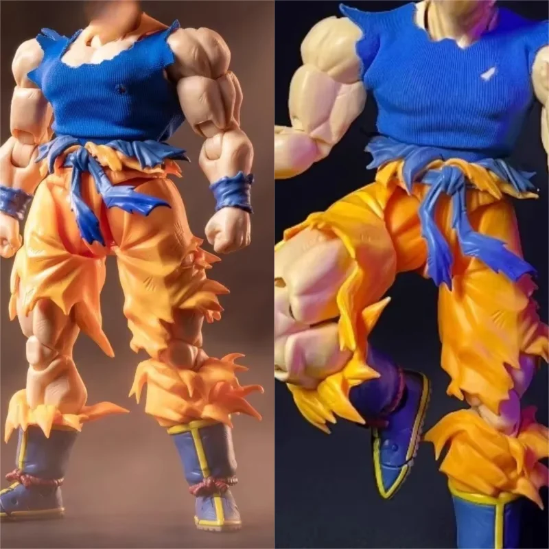 Shf 1/12 Scale Male Soldier Tight Blue T-shirt Sleeveless Battle Damaged Vest Clothes Model for 6