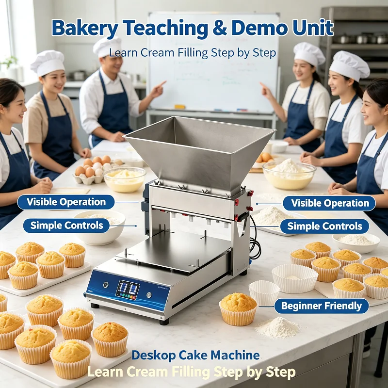 Semi Auto Cake Depositor PLC Digital Tabletop Portion Filler for Muffin Sponge Bakery Production Line