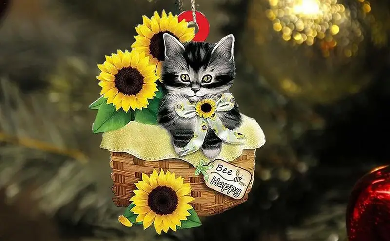 Divertente creativo natale acrilico gatto nero ciondolo delicato pratico albero di natale Decor ornamenti impiccagioni durevoli