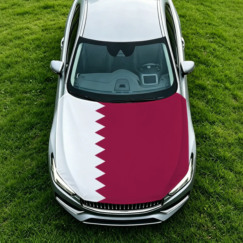 3.8x5.3ft Qatar Car Hood Cover Flag Swiss Confederation Car Bonnet Banner Elastic Fabrics Windproof