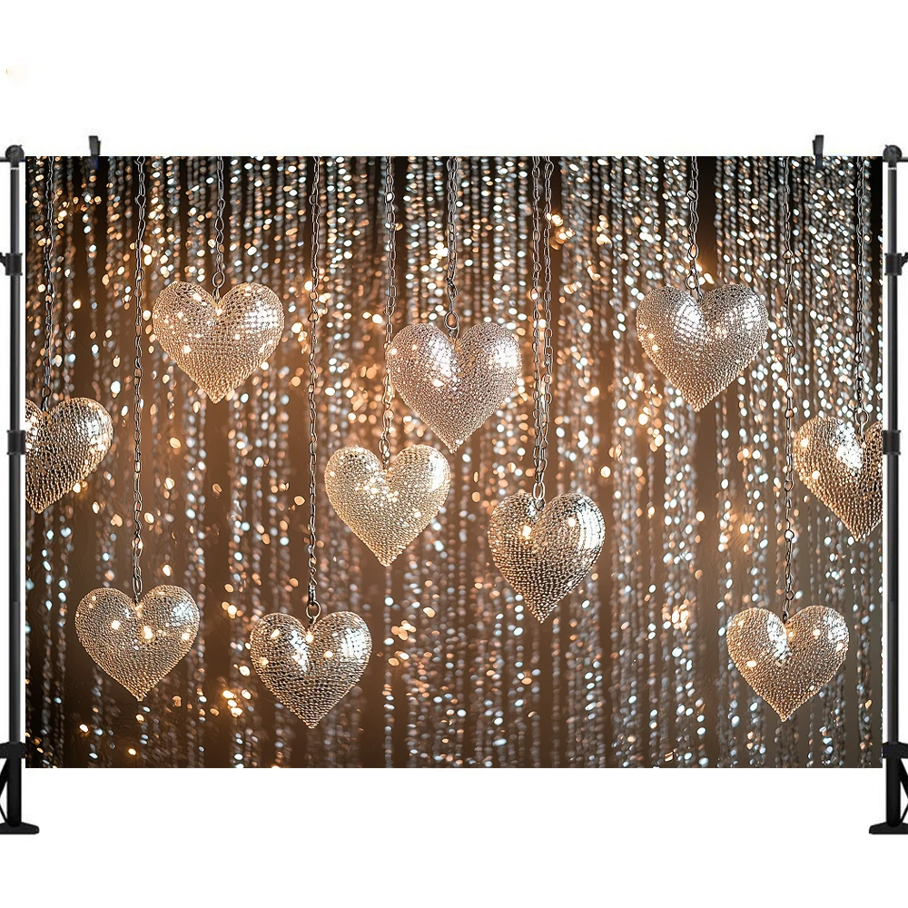 LS Valentine's Day Photography Background Love Sparkling Decoration Props Confession Birthday Party Photo Backdrop Banner