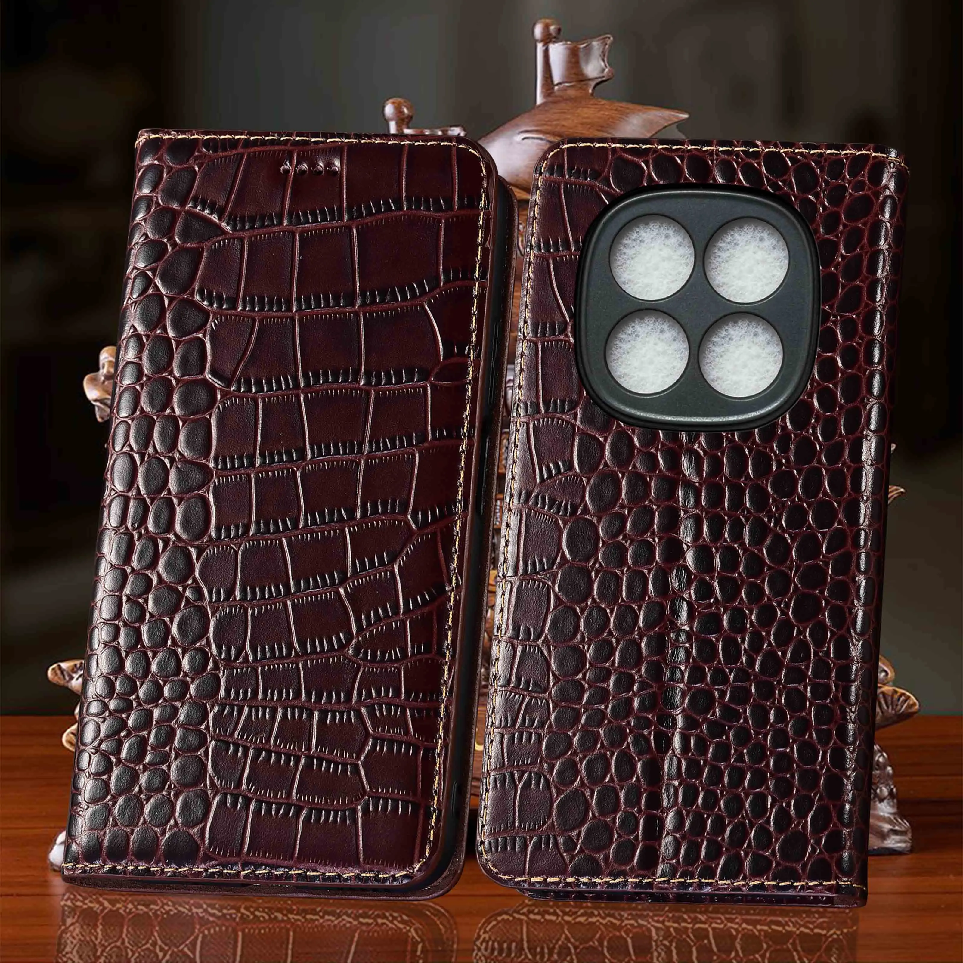 Genuine Leather Case For Redmi Note 12 12S 13 14 14S 15 17 Pro Max Plus 4G 5G Turbo Crocodile Pattern Of Flip Cover Case No-Slip