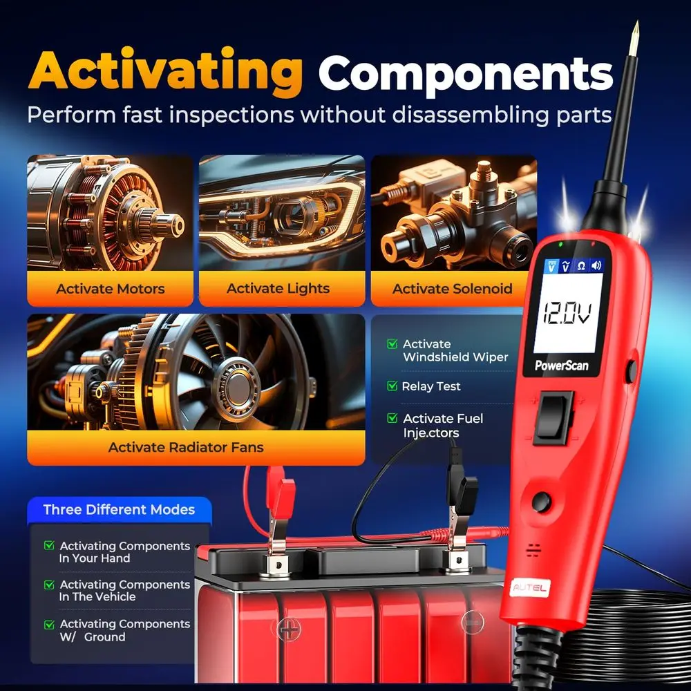 Automotive Circuit Tester 2.0, 12-24V Power Circuit Probe Tool, Auto Electrical Short Open Circuit Indicator, AC/DC/Resi/Compone