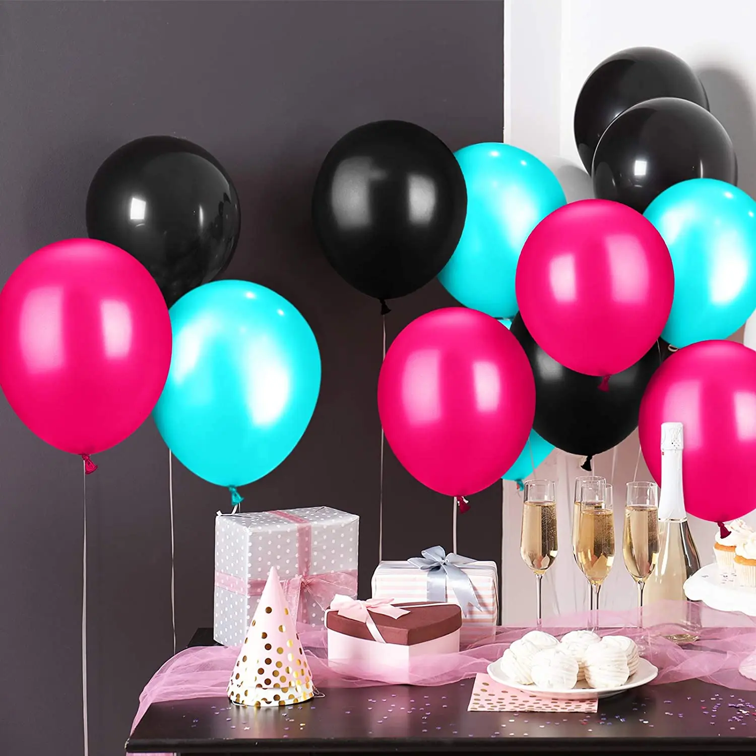 15pcs Tik Fashion Tok balloons kit 12inch Rose red Black Blue for Music Theme for birthday party supplies Wedding Baby Shower