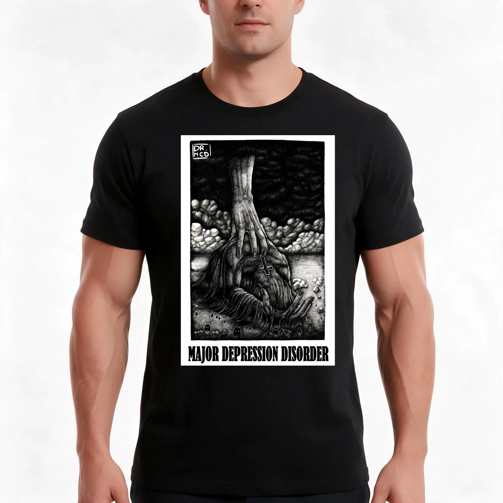 Major Depressive Disorder (Original Design) T-Shirt, Summer Casual Cotton Tee, Oversized Streetwear Tops, Vintage Graphic Print