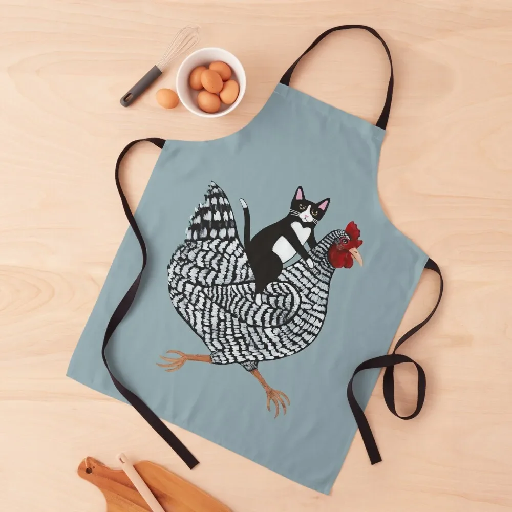 Tuxedo Cat Chicken Ride Apron Kitchen Handle For Women custom women's kitchen Apron