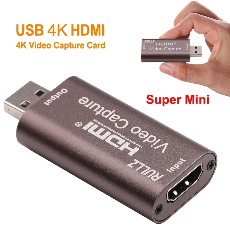 Rullz 4K Audio Video Capture Card HDMI To USB 2.0 Mini Acquisition Card Live Streaming Plate Camera Switch Game Recording Board