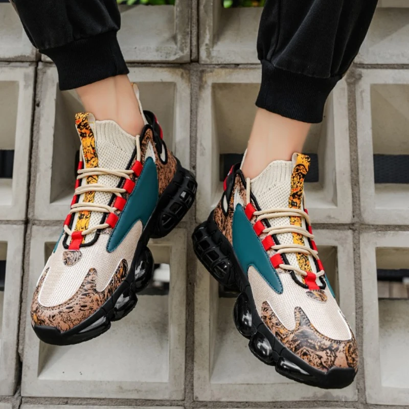 

Summer Flying Mesh Breathable Lace-up Thick-soled Round-toe Color-matched Thick-soled Lace-up Casual Sports Running Shoes