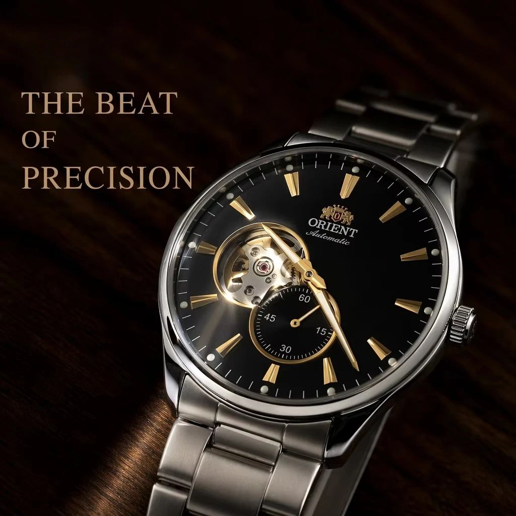 Automatic Mechanical Orient Watch Skeleton Small Second Dial Stainless Steel Band Business Men Wristwatch