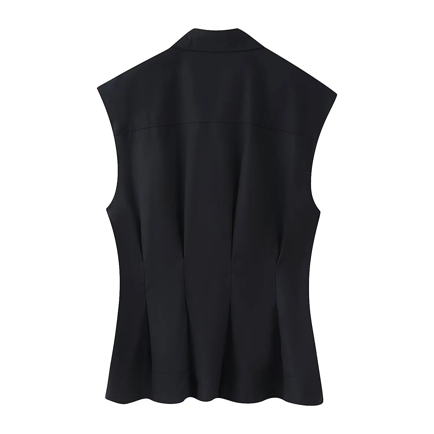 TFMLN Damen Freizeit Ärmelloses Hemd Sommer High Street Trendige Pendler-Shirts 2026 Sommer Mode Elegante Hemden mit Plissiertem Saum – Detail 5