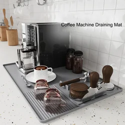 Silicone Coffee Machine Mat Tray, Coffee Tamper Mats,Protective Mat for Kitchen Countertops Coffee Bar Accessories Pot Dish Rack