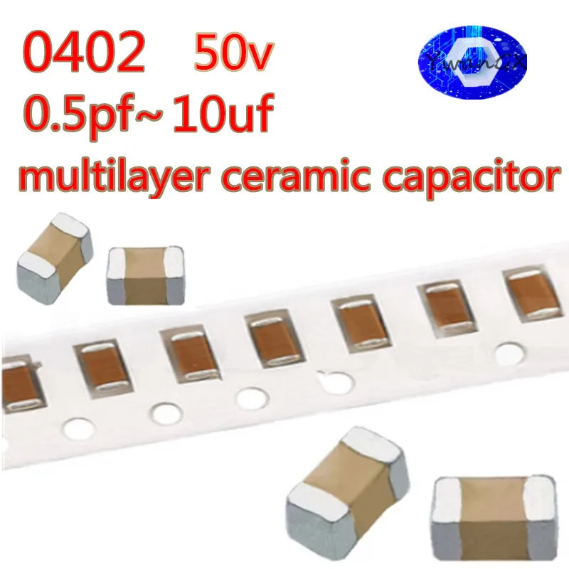 

0402 uF 100PCS 0.5pF - 10uF 10pF 100pF 1nF 10nF 15nF 100nF1uF 0.1uF 2.2uF Multilayer Ceramic Capacitor 4.7uF 1uF 0.1uF 2.2uF