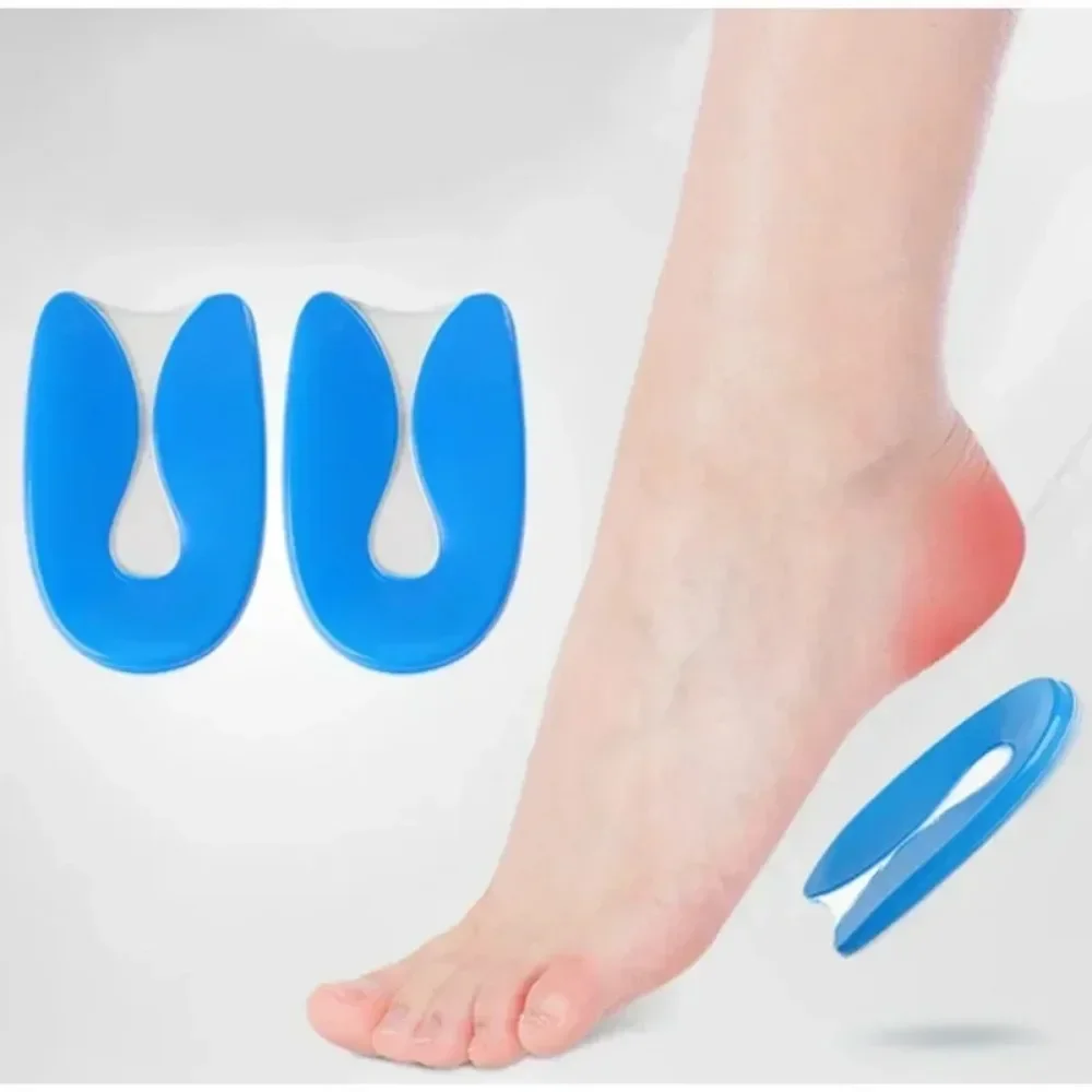 1 paio di cuscinetti per tallone in Gel di Silicone sollievo dal dolore al piede inserti per cuscino del tallone a forma di U per scarpe protezione