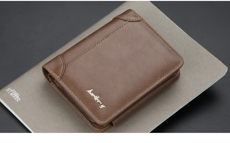 Brand Men PU Leather Short Wallet With Zipper Coin Pocket Vintage Big Capacity Male Short Money Purse Card Holder New