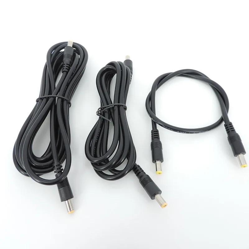 DC macho para macho e fêmea Plug Extensão Cabo Conector de Alimentação, 12V cabo adaptador, câmera CCTV, 18awg, 5.5x2.5mm, 0.5m, 1.5m, 3m, 10Pcs