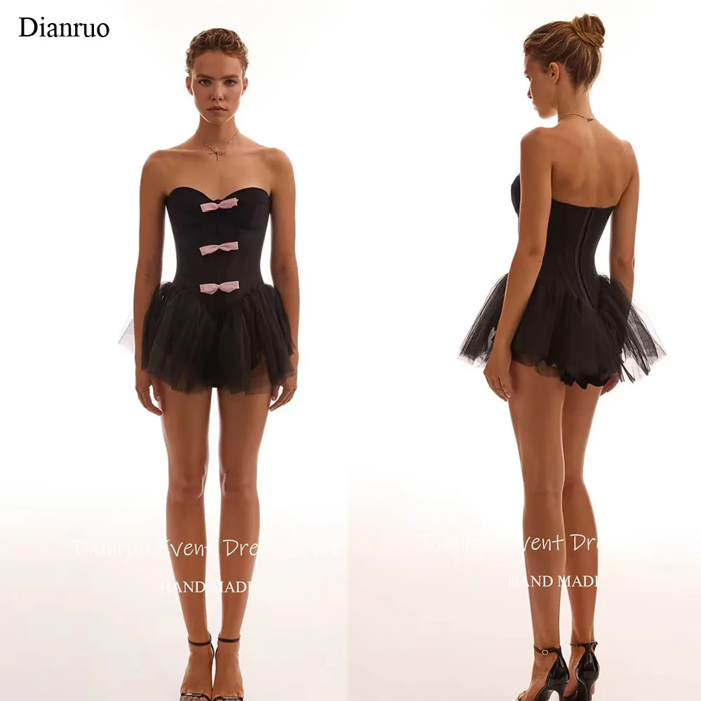 

Dianruo Sweet Bow Black Prom Dress Elegant Mini Length A Line Homecoming Dresses Bodycon Sweetheart Party Gowns 2025 Customized