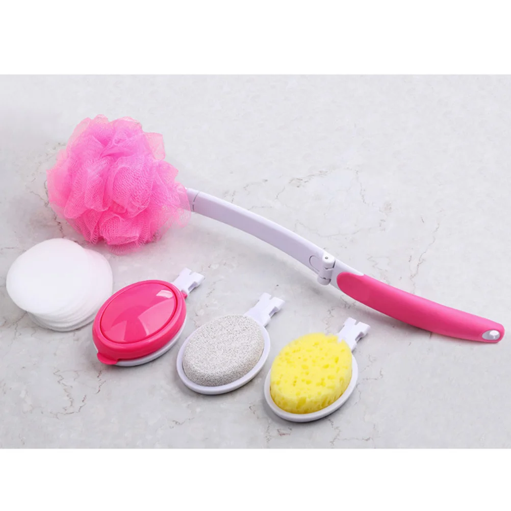 

1Set Multi-Use Long Handle Bath Brush Set with Foldable Back Scrubber Remove Dead Skin Shower Bristle Brush for Body