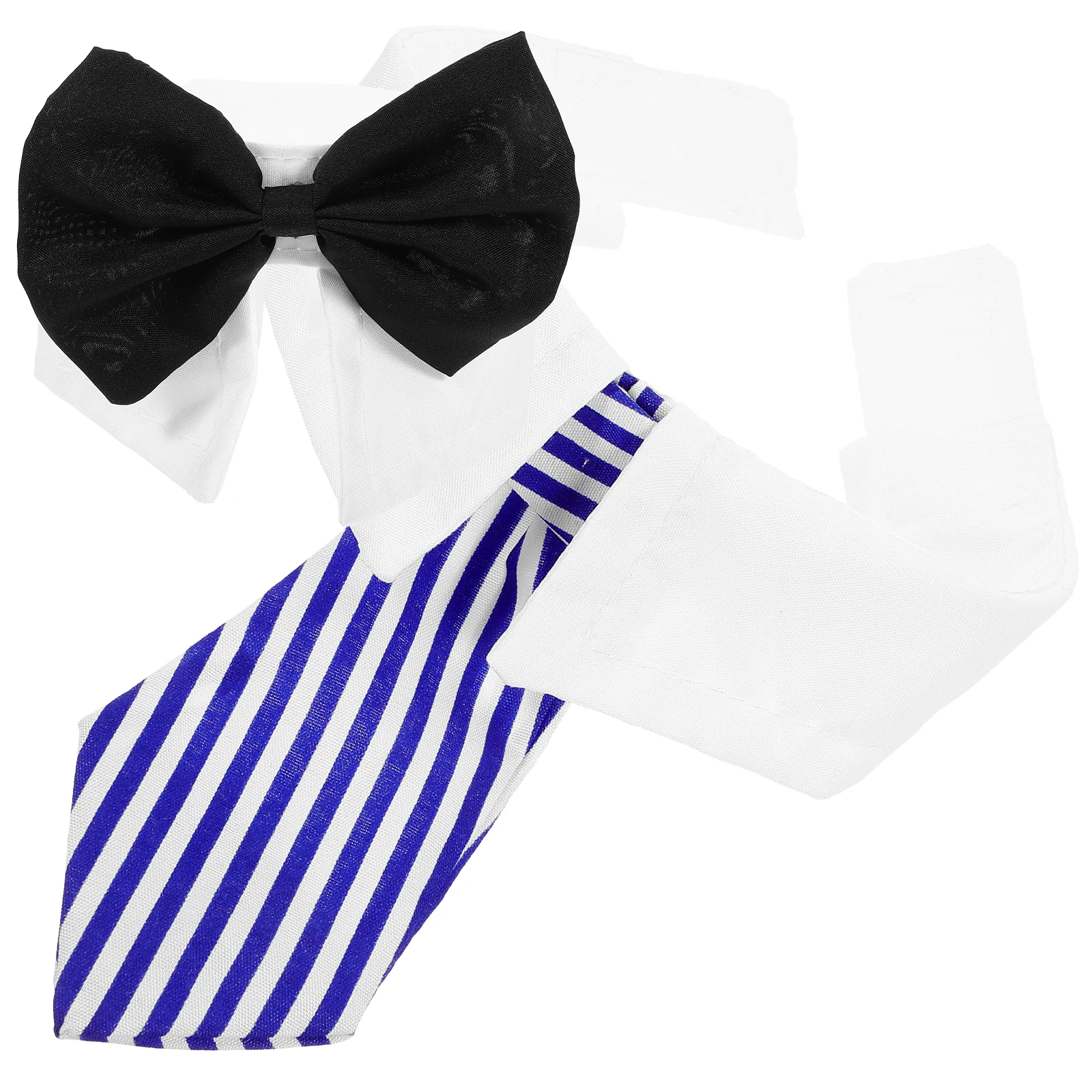 

1 set Pet Bow Tie Collar Adjustable Cat Dog Necktie Decor Black Blue Striped Polyester Pet Supplies Role Play Costume