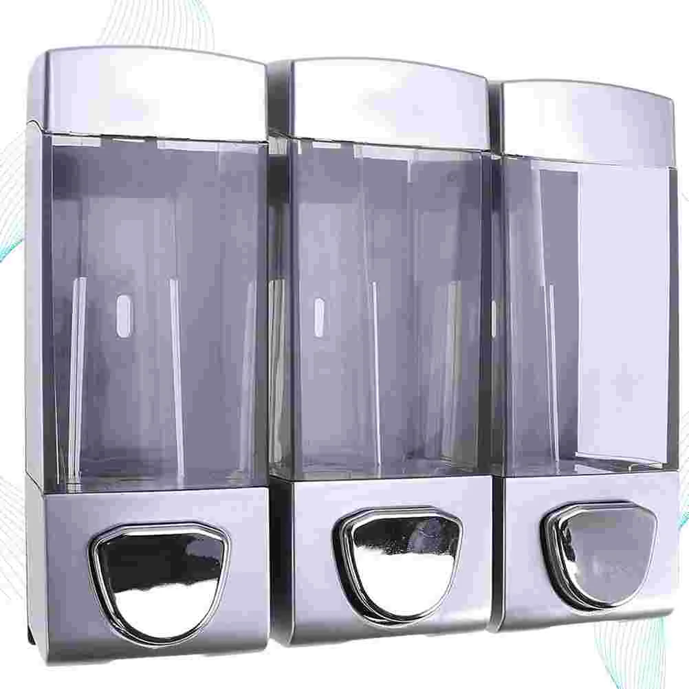 Wall-mounted Soap Gel Dispenser Hair Conditioner Pump Three Outlets Bottle Simple Shampoo Holder for Home Hotel Bathroom Shower