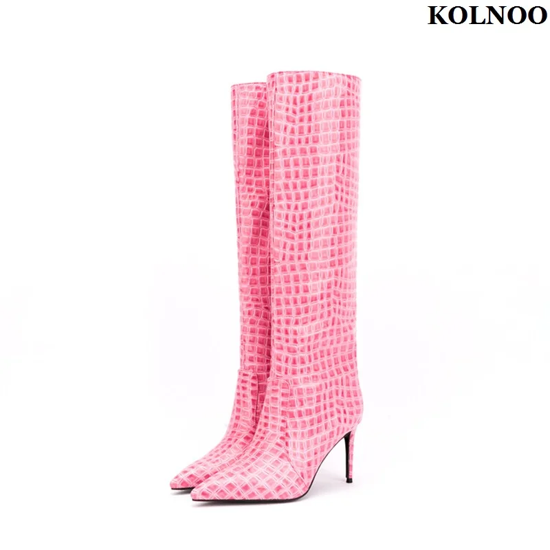 

Kolnoo New Arrival Handmade Ladies High Heels Boots Elegant Eurolish Xmas Style Pointy Big Size Booty Evening Fashion Prom Shoes