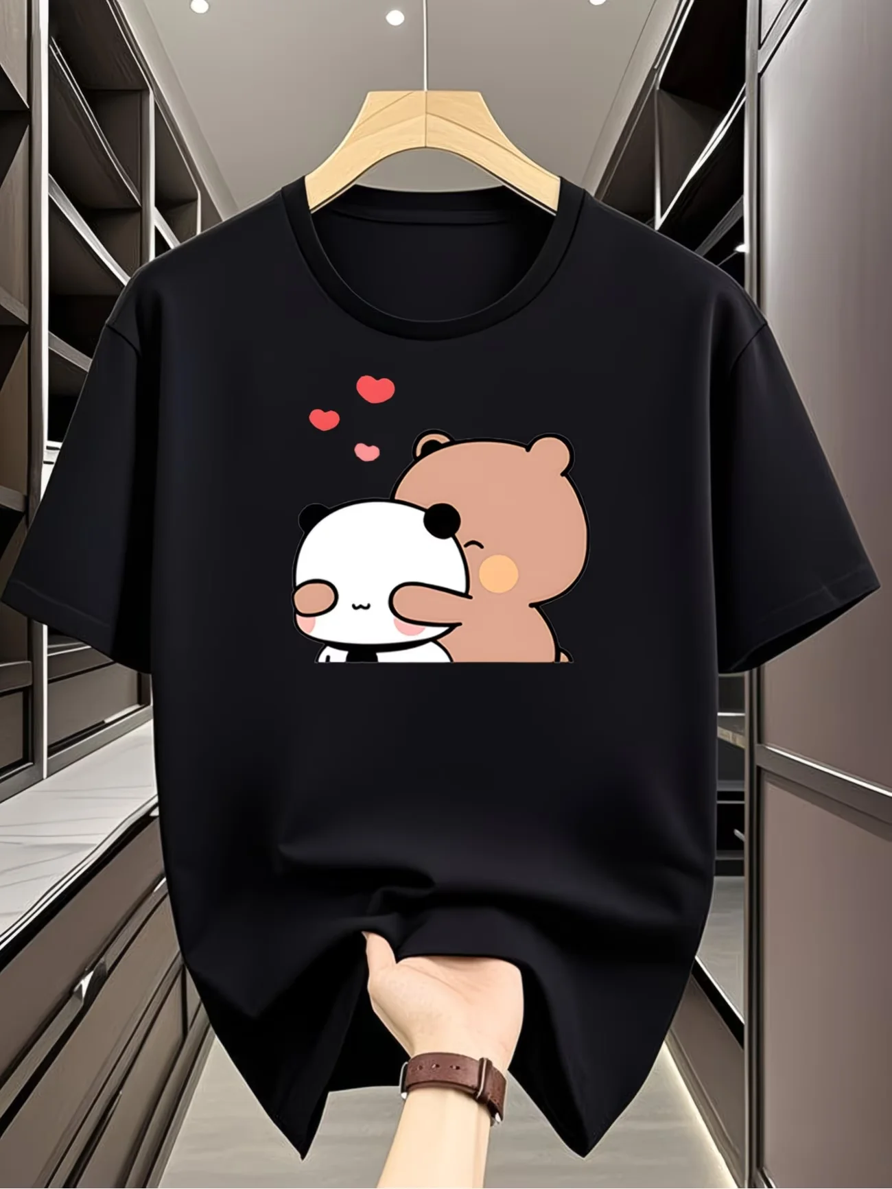 Bubu Dudu T Shirt Women Milk Mocha Bear Panda Graphic Tees Summer Couple Matching Clothes Kawaii Cartoon Short Sleeve Tops Y2K