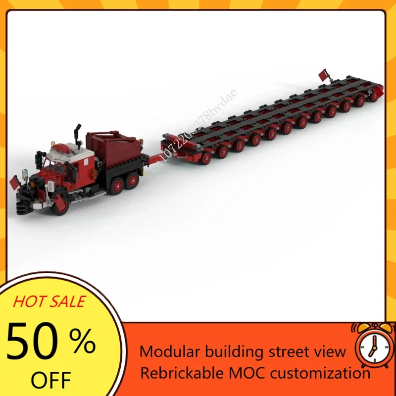 

1215 шт. MOC City Transpor Heavy Haulage Setup Bogie Trailer и 6x4 балластный трактор Модель Пазлы на заказ Рождественские игрушки «сделай сам» Подарки