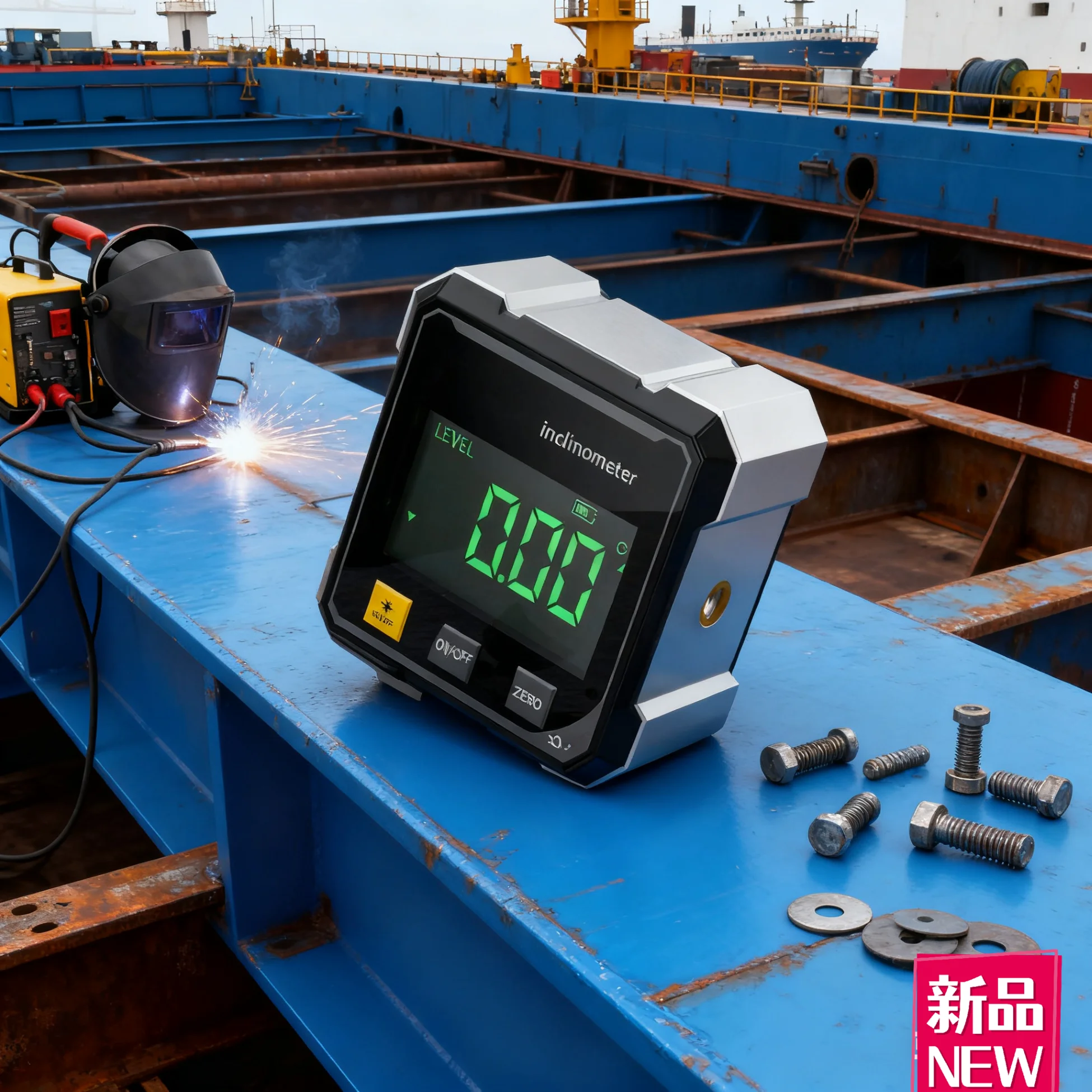 Mini Digital Level Protractor With 4 Sided Magnetic with Laser Line & LCD 360° Measurement  Angle Gauge Leveling Tool