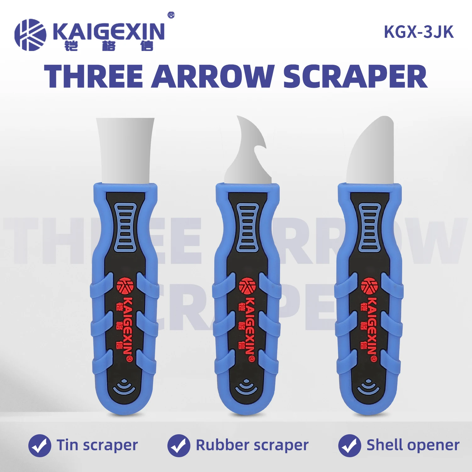 

KGX-3JK 3 IN 1 Multifunction Mobile Phone Motherboard Repair Scraper High Hardness Anti-slip Blade for Tin Glue Removal Pry Open