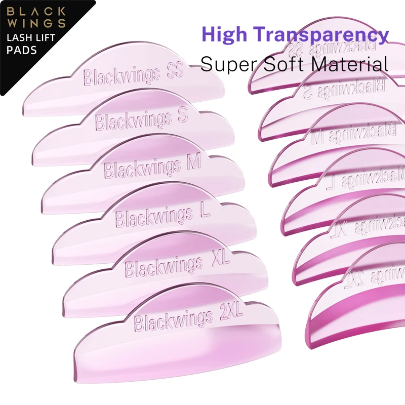 Pink6pairsBlackwings Silicone Eyelash Perming Pad Lashes Rods Shield Lifting 3D Eyelash Curler Accessories Applicator Tools