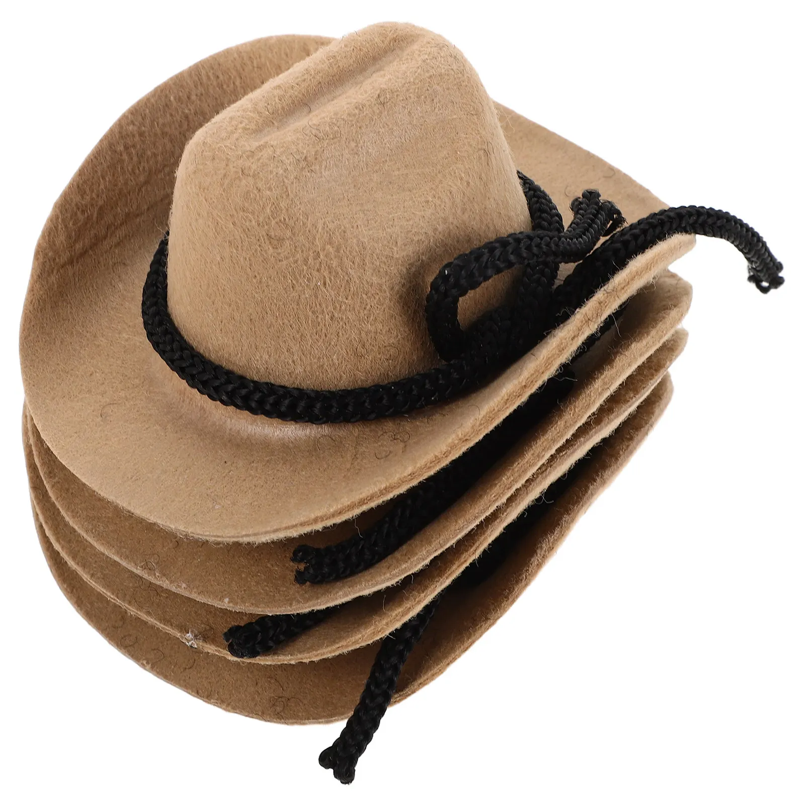 

4Pcs Mini White Cowboy Hats Craft-Friendly Small Western Caps for Decoration DIY Hat Ornaments Felt Finish Accents