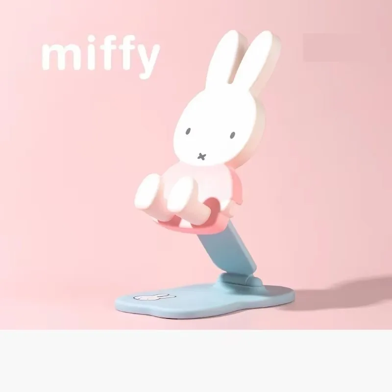 Miffy Anime Figure Phone Holder Desktop Ornaments Decoration Adjustable Flexible Folding Lazy Desktop Mobile Kawaii Phone Stand