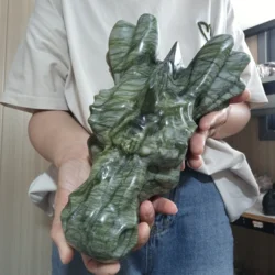 Huge Natural Tree Jade Carving Dragon Head Quartz Crystal Mineral Specimen Reiki Healing Home Office Degaussed Decorative Gem