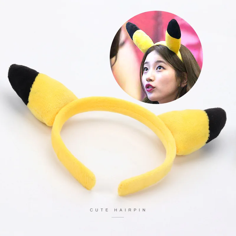 Pokemon Anime Haaraccessoires Pikachu Hoofdband Schattige Oren Haarband Pluche Pop Hoofddeksels Spelen Selfie Maatwerk