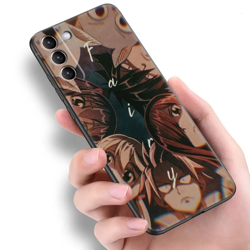 Anime Fairy Tail Black Phone Case For Samsung Galaxy S23 Ultra S22 S21 Plus S20 FE A13 A14 A23 A24 A25 A33 A34 A52S A53 A54 5G