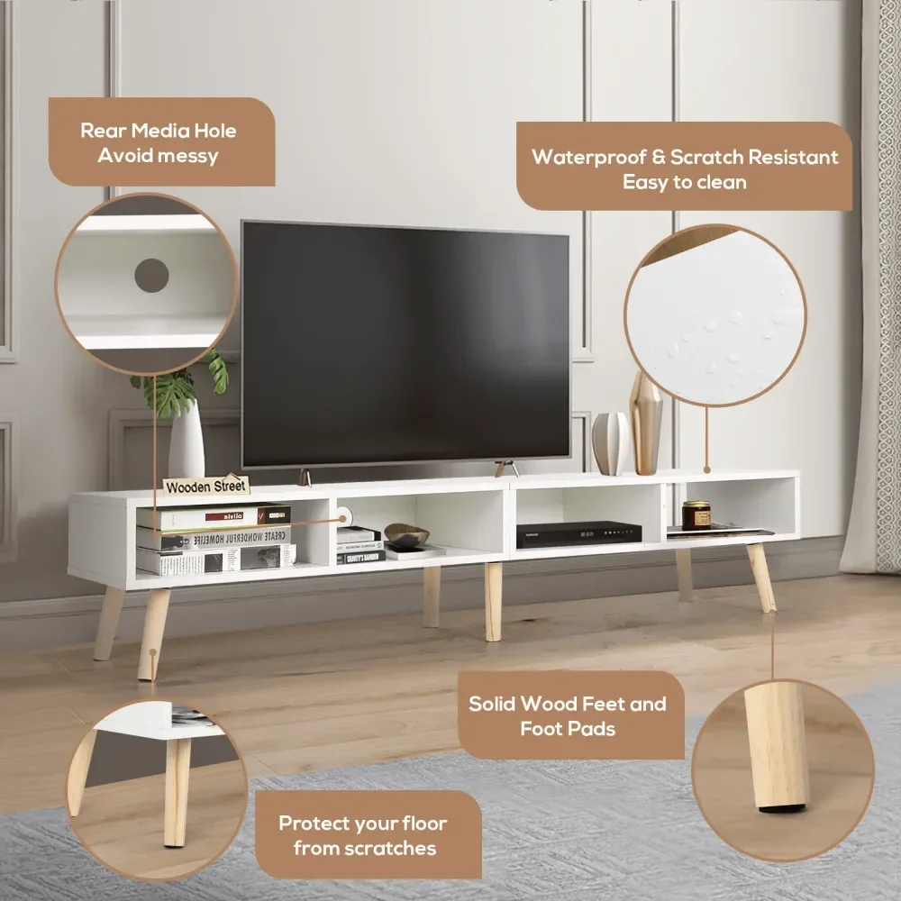 

59 TV Stand With Open Shelf To 5560 Inch TV, Console Table Entertainment Center For Living Room, Bedroom,Thanksgiving Christ