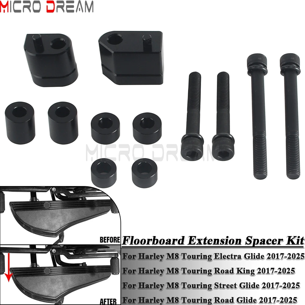 

Motorcycle Front Floorboard Extension Spacer Kit For Harley M8 Touring Electra Glide Road King Street Glide Road Glide 2017-2025