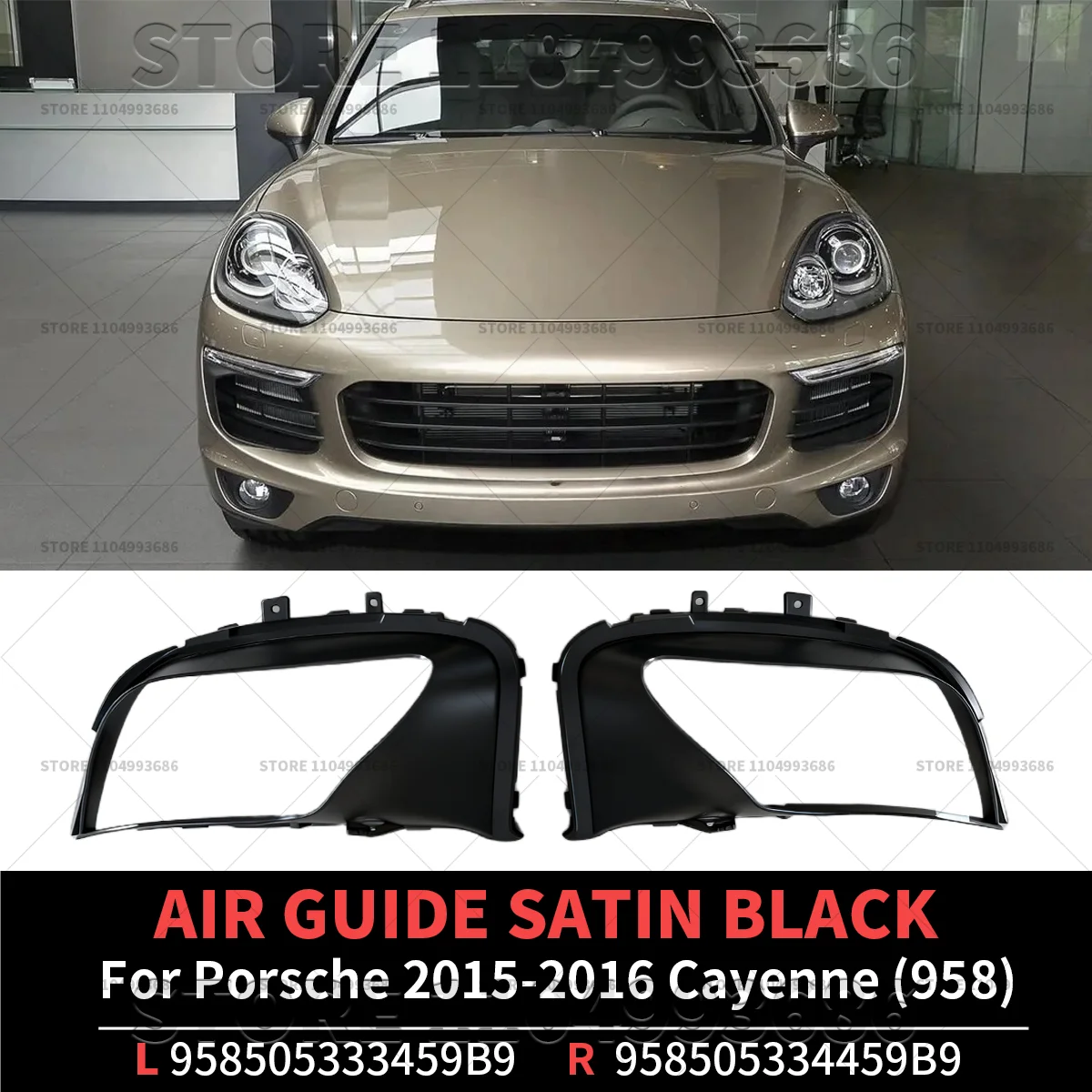 

Для Porsche Cayenne (958) Porsche 2015-2016 гг., воздушная направляющая переднего бампера, атласный черный OEM 958505333459B9 958505334459B9 95850533345 95850533445