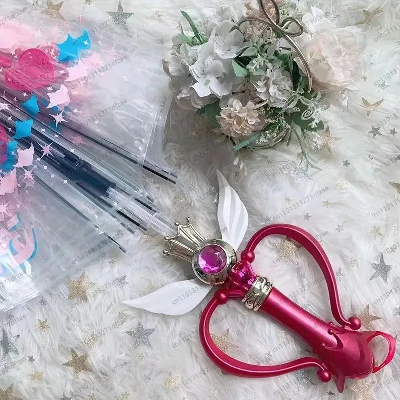hand‑painted-sakura-sailor-moon-transparent-umbrella-glowing-magic-wand-cute-princess-anime-umbrella