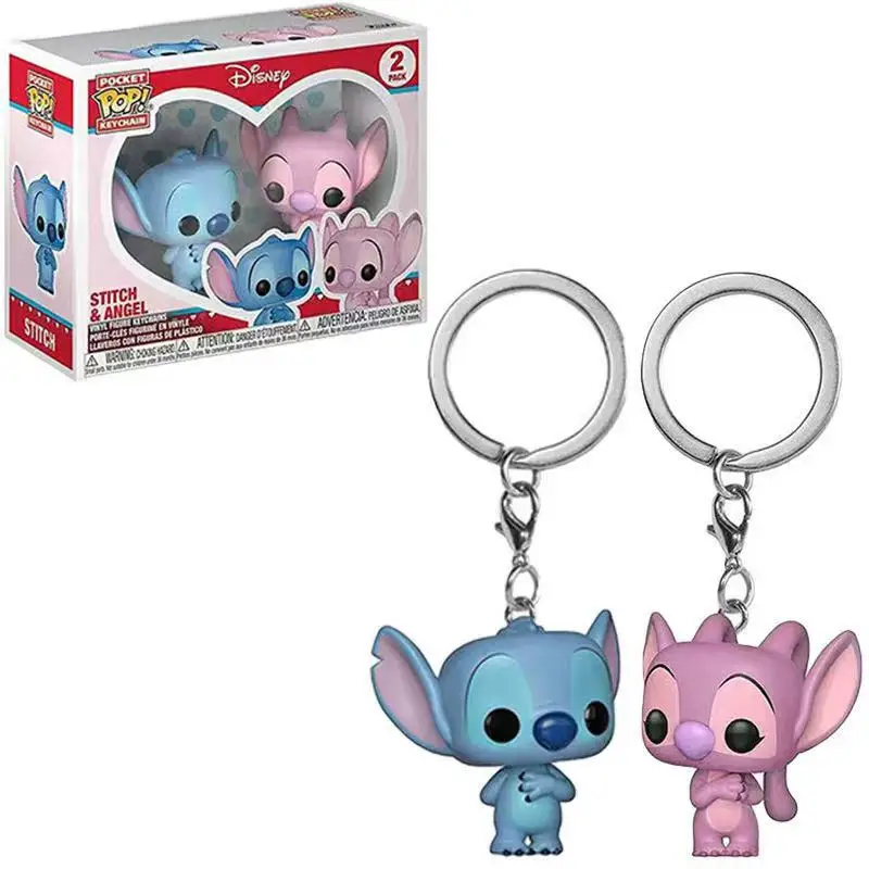 

Stitch Pocket Keychain Lilo Stitch Elvis Stitch Summer Vinyl Dolls Figure Model Toys for Children Birthday Gift
