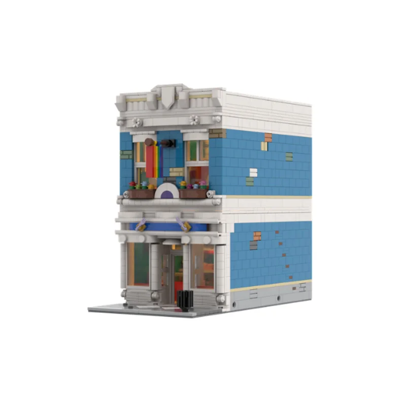 Модель City Street View MOC, строительные кирпичи, магазин французских кондитерских изделий, модульные технологии, подарки, праздник, сборка, детские игрушки, костюм